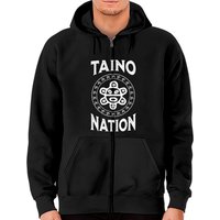 Sweat à Capuche Zippé Sun Taino pour Unisexe en Noir