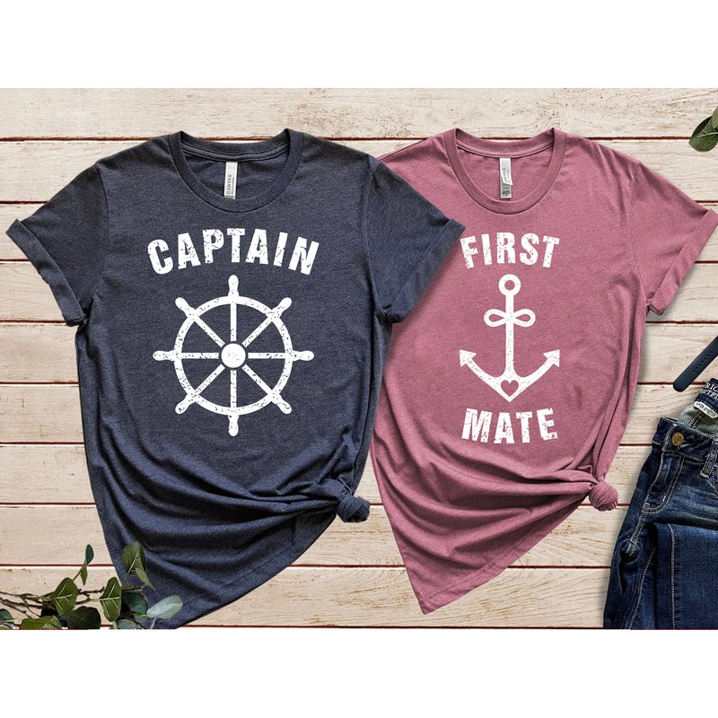 Captain & First Mate Nautical Sailing Matching T-shirt for Men — Mens T Shirts