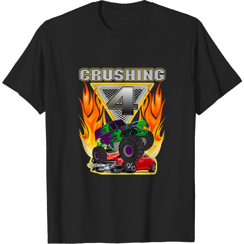 T-shirt d'anniversaire 4 ans Monster Truck pour hommes — T-shirts pour hommes