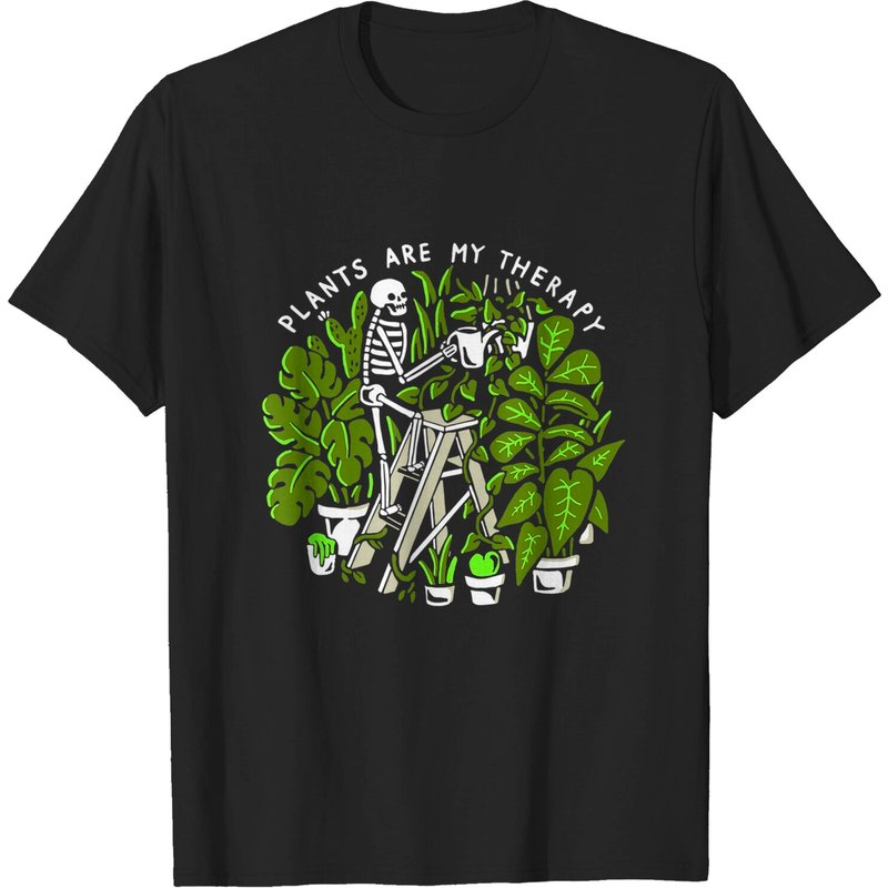 T-shirt Jardinier avec Squelette : Les Plantes sont ma Thérapie — T-shirts pour hommes