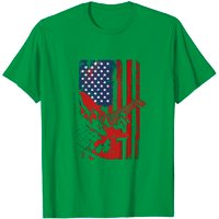 T-Shirt Drapeau Américain de Guitare Basse pour Hommes