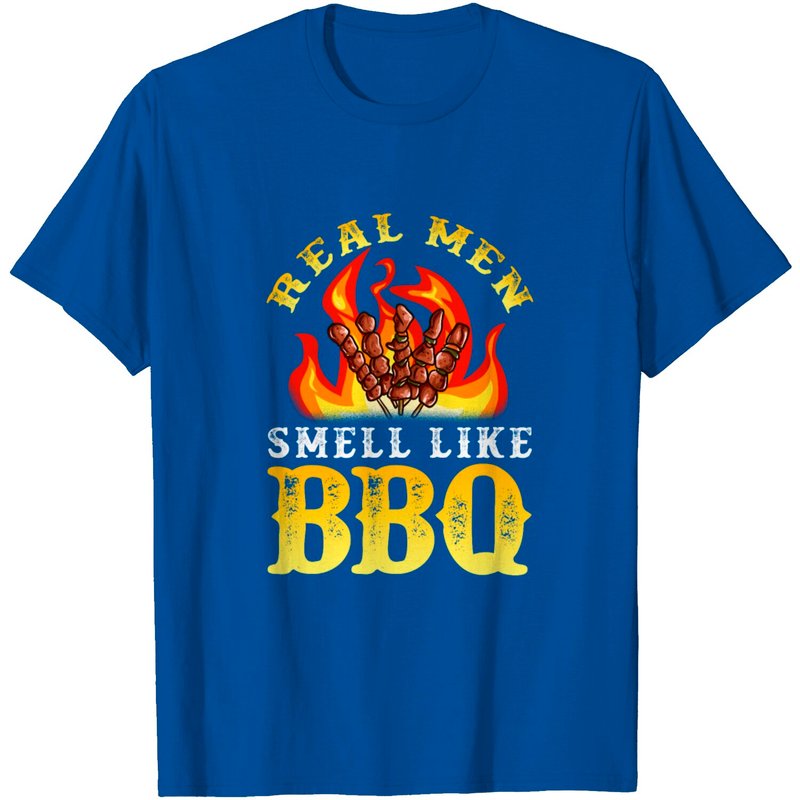 Les Vrais Hommes Sentent le BBQ T-Shirt de Grillade pour Hommes — T-shirts pour hommes