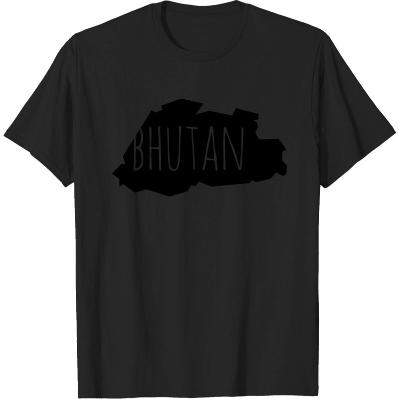 Bhutan T Shirt with Local Map and Flag for Men