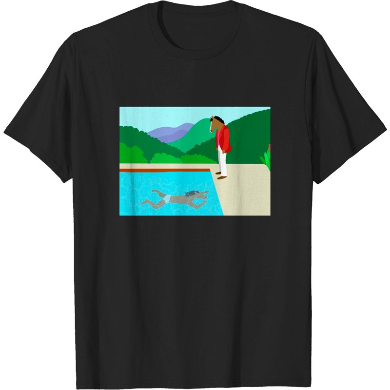 T-shirt Minimal Horseman Bojack pour hommes en noir — T-shirts pour hommes