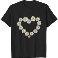 T-shirt pour hommes Daisy Heart Flowers en noir
