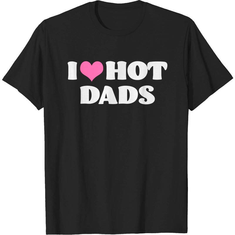 T-shirt I Love Hot Dads avec cœur rose pour hommes — T-shirts pour hommes