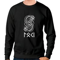Sweatshirt Loki Nom en Runes Nordiques & Symbole de Serpent — Sweats à capuche pour hommes