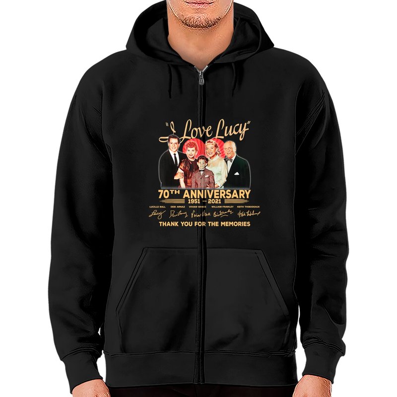 Hoodie zippé unisexe I Love Lucy 70e anniversaire — Sweats à capuche pour hommes