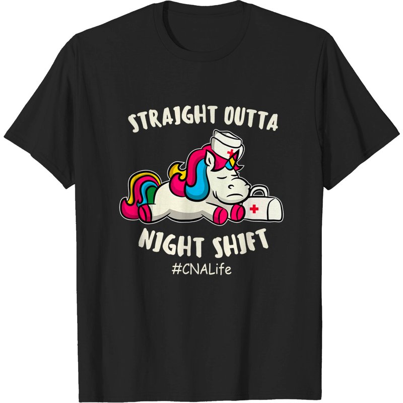 CNA Men's T-Shirt Straight Outta Night Shift Unicorn — Mens T Shirts