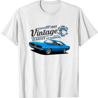 T-shirt Vintage Bleu Charger et Moteur pour Hommes — T-shirts pour hommes