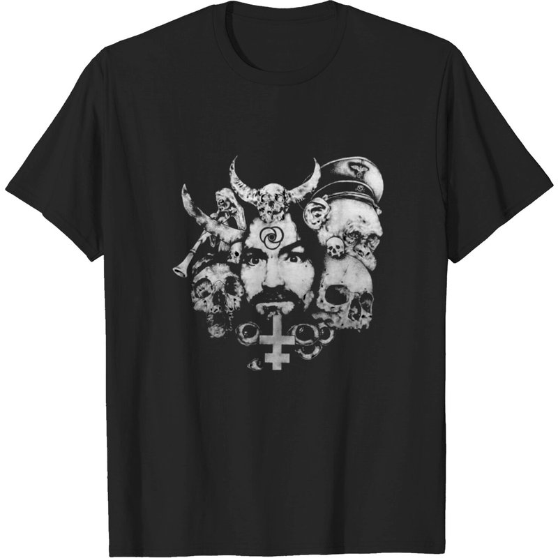 T-Shirt Charles Manson pour hommes en noir — T-shirts pour hommes