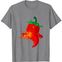 Red Hot Chilli Pepper With Flame T-Shirt for Men — Mens T Shirts