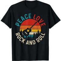 T-shirt Vintage Guitariste Peace Love & Rock & Roll pour Homme