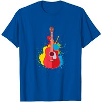 T-shirt Coloré Guitariste avec Éclaboussures de Peinture — T-shirts pour hommes