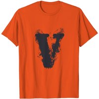 T-shirt en coton à imprimé lettre V Arnodefrance à manches courtes — T-shirts pour hommes
