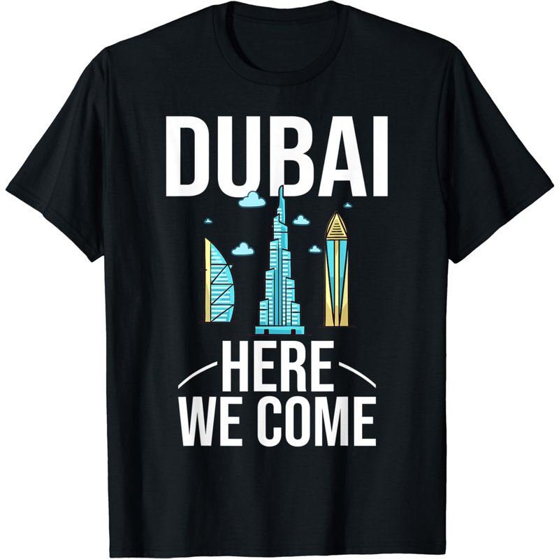 T-shirt de voyage avec carte du skyline de Dubaï pour hommes — T-shirts pour hommes