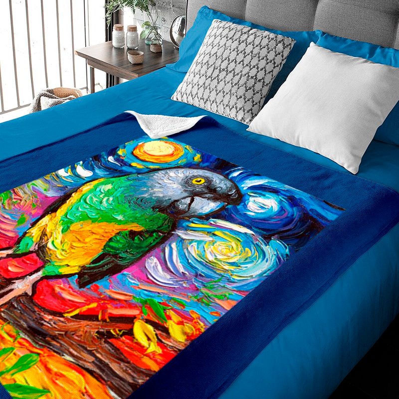 Senegal Parrot Starry Night Tropical Art Baby Blanket by Aja — Baby Blankets