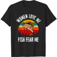 Women Love Me Fish Fear Me Vintage Fishing T-Shirt for Men — Mens T Shirts