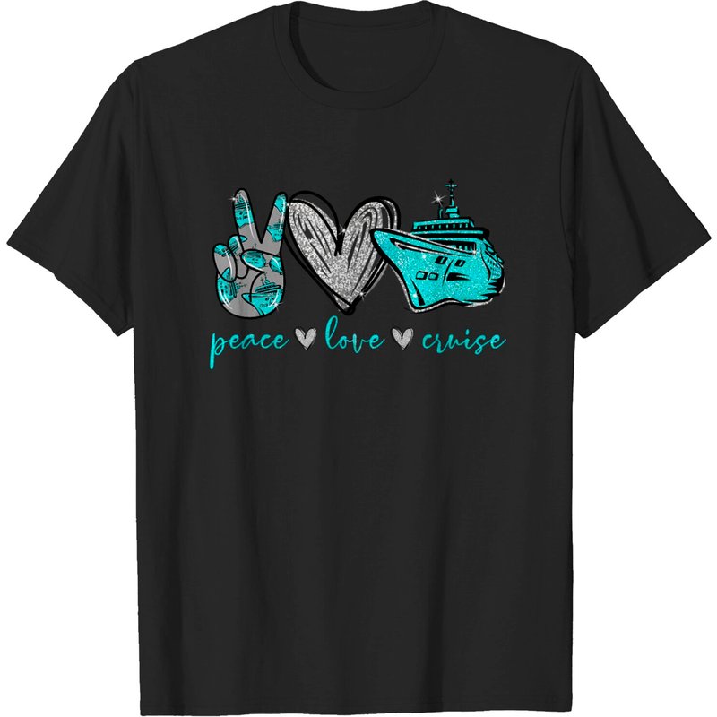 T-Shirt pour Hommes Peace Love Cruise avec Dessin de Coeur — T-shirts pour hommes