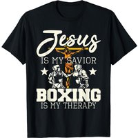 Jesus Is My Savior Boxing Is My Therapy Gym Boxer T-Shirt