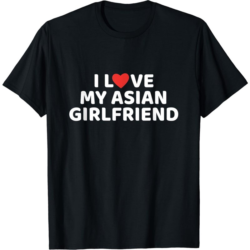I Love My Asian Girlfriend Anime Kawaii Heart T-Shirt for Men — Mens T Shirts