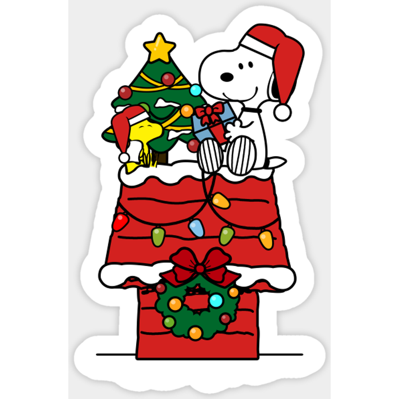 Snoopy Celebrate Christmas with Woodstock Sticker — Stickers & Decals