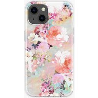 Romantic Pink Teal Watercolor Floral iPhone Case — Phone Case
