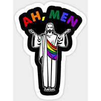 Ah Men Funny Jesus LGBT Pride Sticker