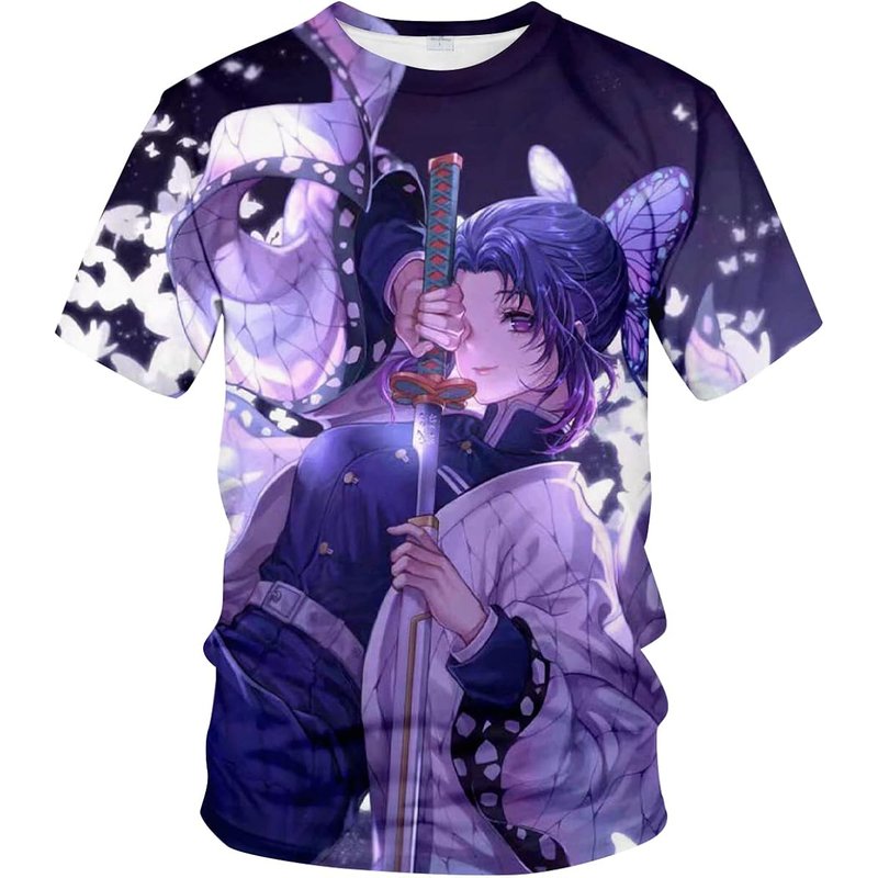 Demon Slayer Shinobu Kochou Pattern 3D Printed T Shirts for Men — Mens T Shirts