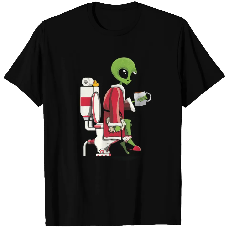 T-shirt pour hommes Alien sur les toilettes - Noir — T-shirts pour hommes