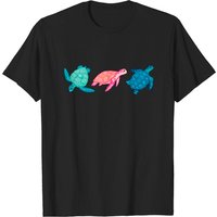 T-shirt pour hommes Paradise Beach Turtles - Trois en ligne - Noir