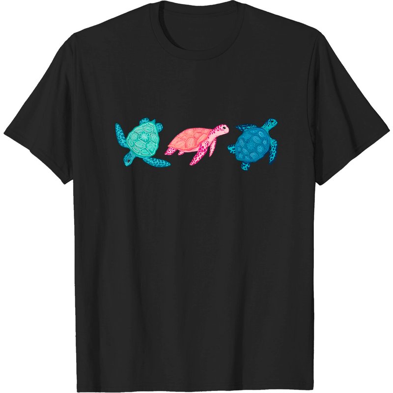 T-shirt pour hommes Paradise Beach Turtles - Trois en ligne - Noir — T-shirts pour hommes