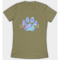 T-shirt pour hommes Live Love Rescue Patte de Chien Bleue — T-shirts pour hommes