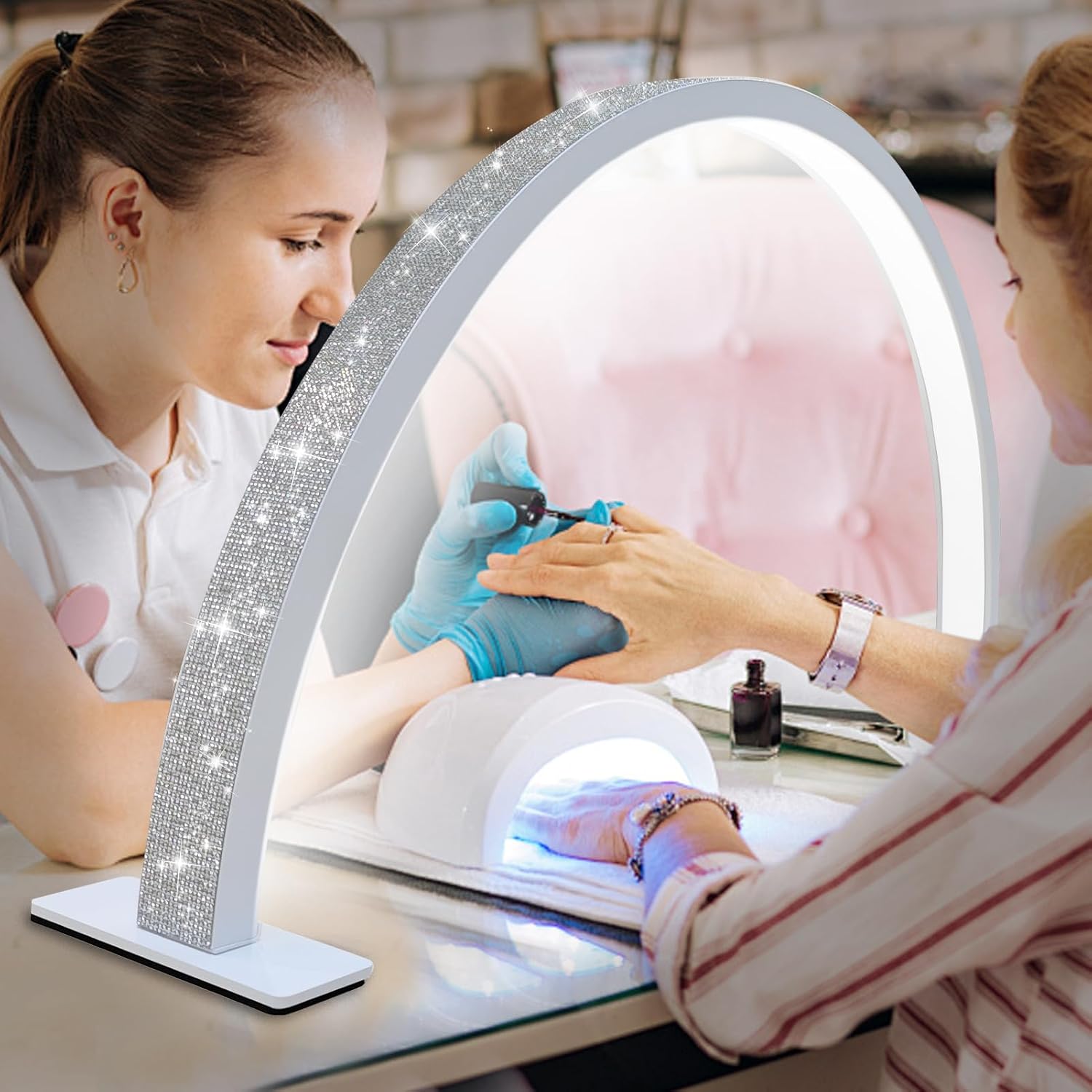 Lampe de Bureau Half Moon, Lampe LED Manucure 48W avec Dimming Continu — Lampe de bureau menée