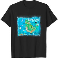 T-shirt pour hommes avec carte illustrée de la Barbade - Noir — T-shirts pour hommes