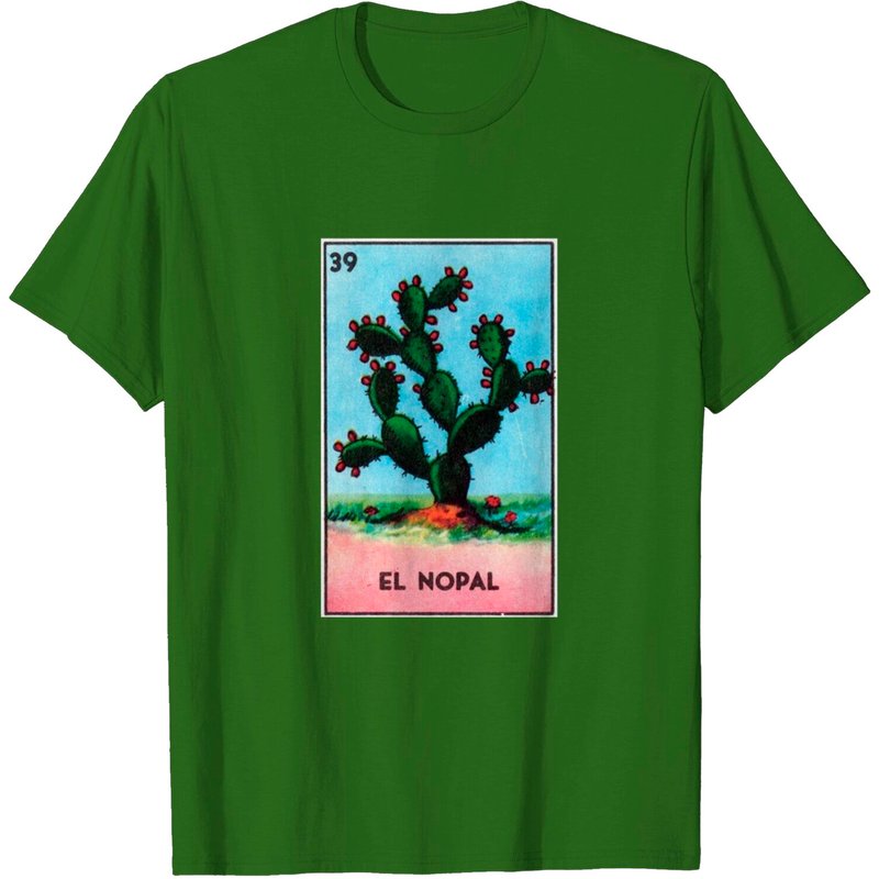 El Nopal Loteria Cactus T-Shirt for Men - Black — Mens T Shirts