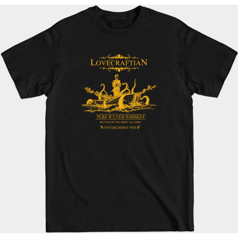 T-shirt R'lyeh Whiskey Cthulhu pour hommes en noir — T-shirts pour hommes