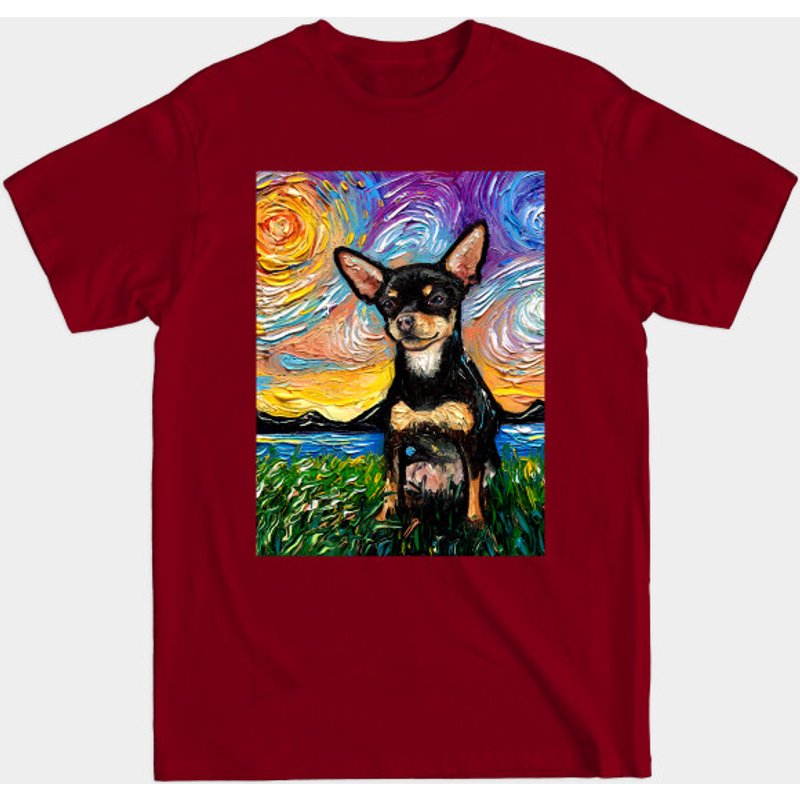 T-shirt pour hommes Chihuahua noir et feu à poil court — T-shirts pour hommes