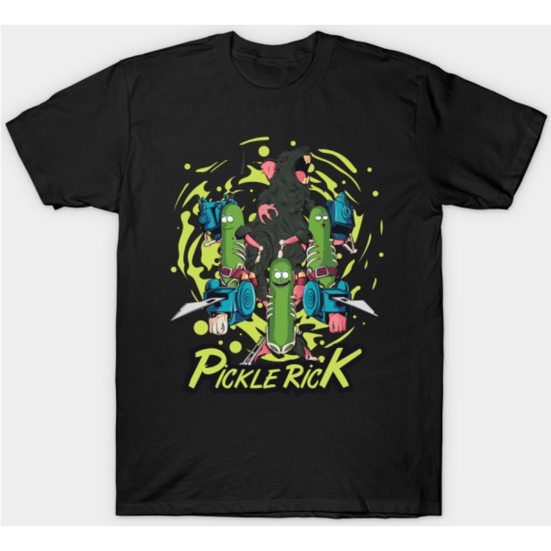 T-shirt pour hommes Pickle Rick en noir — T-shirts pour hommes