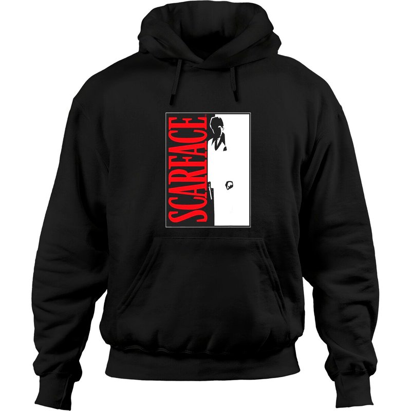 Hoodie graphique Scarface en noir et blanc — Sweats à capuche pour hommes