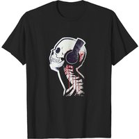 Aesthetic Skeleton T-Shirt for Men with Headphones — Mens T Shirts