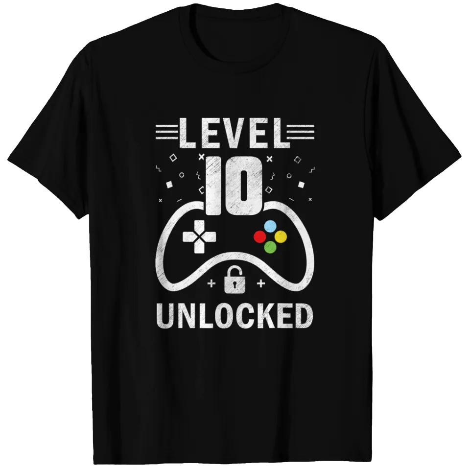 T-shirt pour hommes Gamer de 10e anniversaire en noir