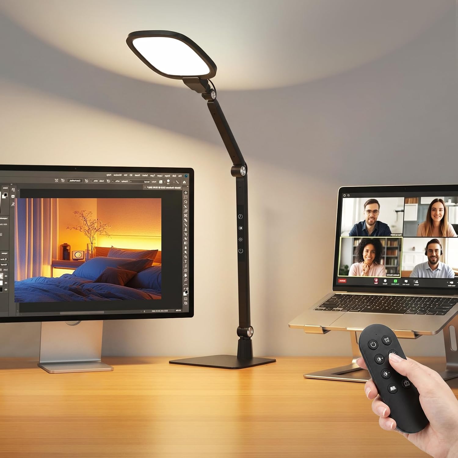 Lampe de bureau LED pour bureau à domicile avec lumière dimmable et minuterie — Lampe de bureau menée