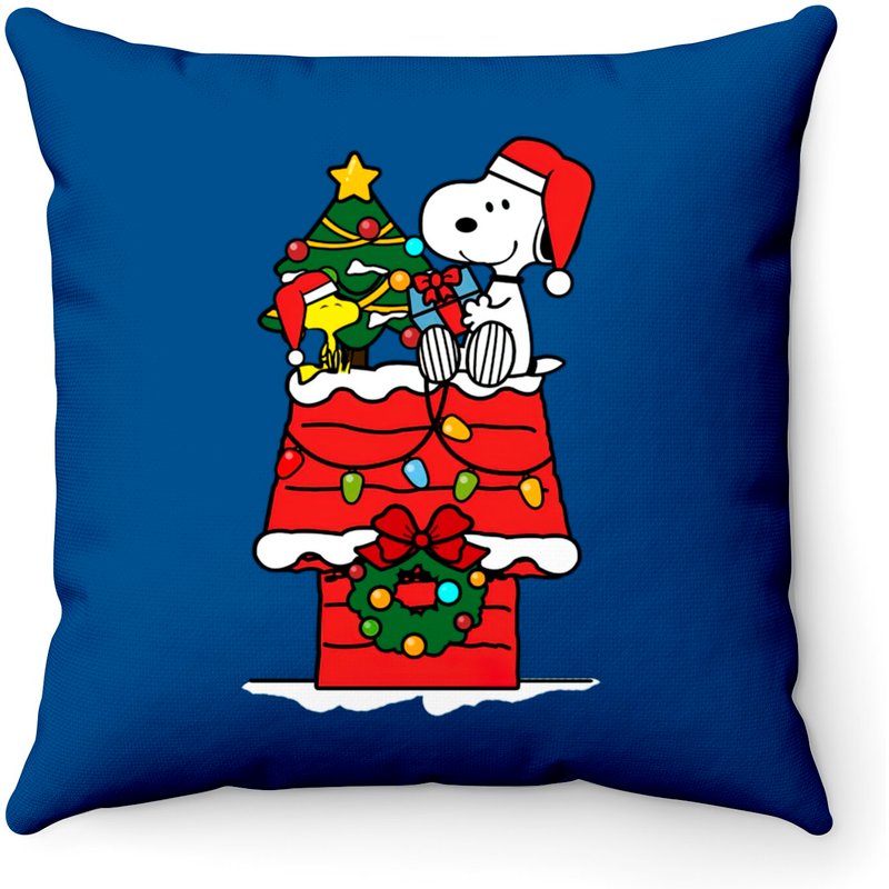 Coussins Décoratifs Snoopy Célébrer Noël avec Woodstock — Coussins décoratifs