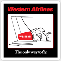 Autocollant Western Airlines Oiseau Cartoon - Mascotte d'Airline Défunct — Autocollants et stickers