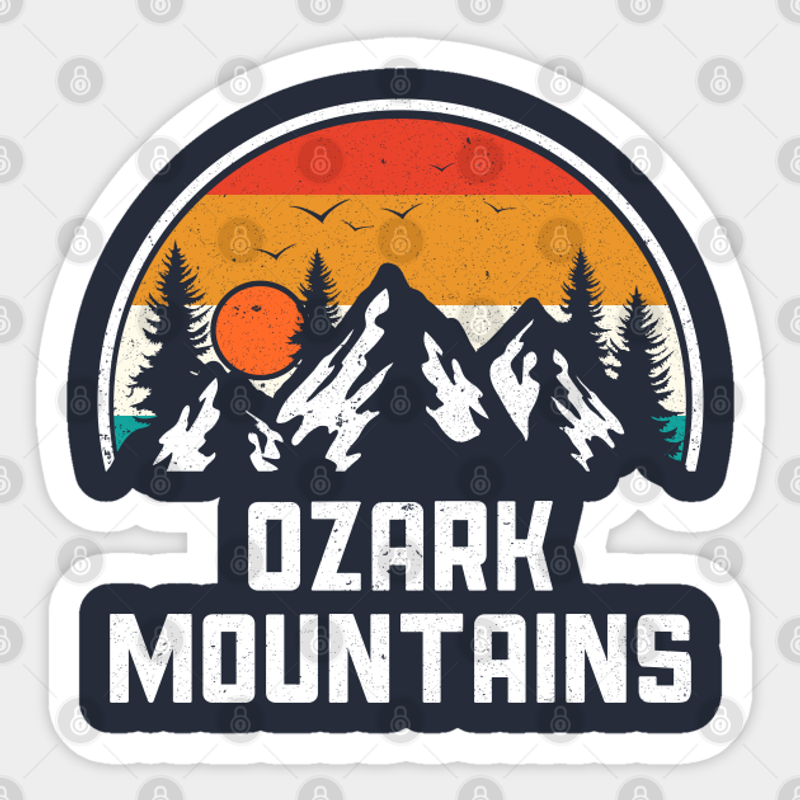 Autocollant Nature des Montagnes Ozark - Design de Randonnée Vintage