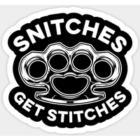 Autocollant Brass Knuckles Snitches Get Stitches
