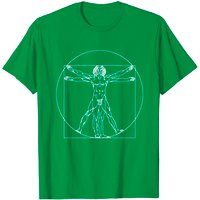 T-shirt Vitruvian Man (da Vinci) pour hommes en noir