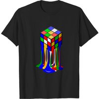 Melting Rubix 2 - Men's Black T-Shirt with Rubik's Cube Design