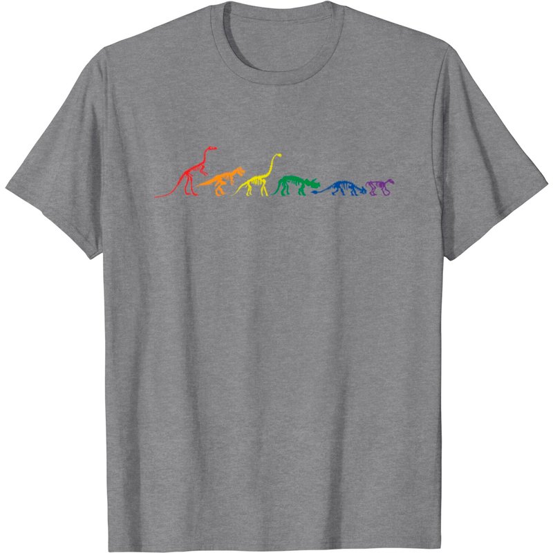T-Shirt Rainbow Dinosaur Queer Fossil Skeletons LGBT pour Hommes